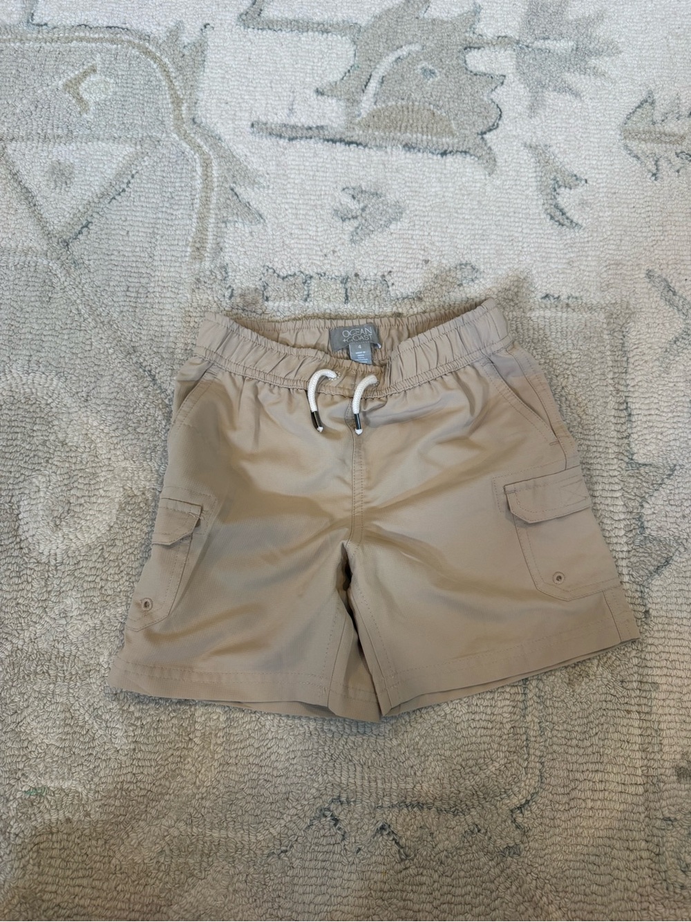 Ocean and Coast Boys' Tan Cargo Shorts with Drawstring